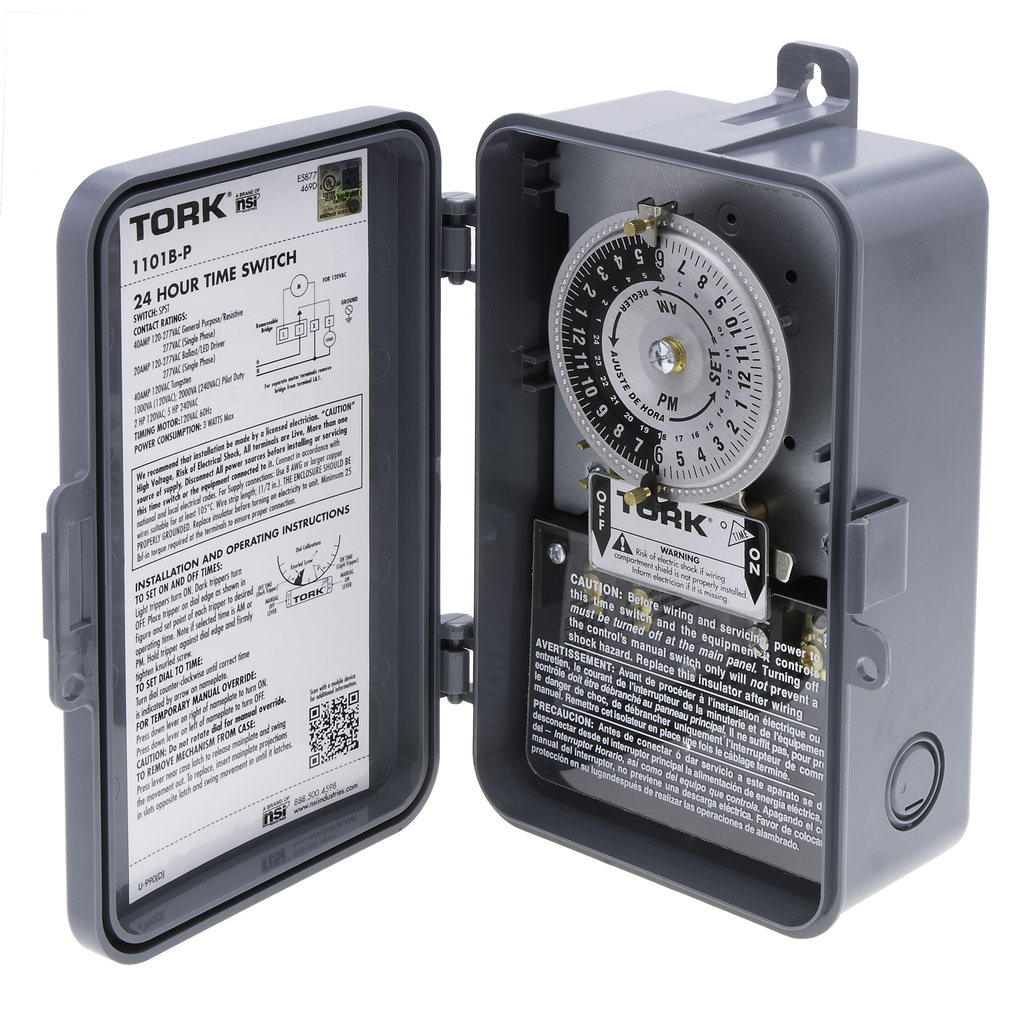 TORK 1101B-P 24 Hour Time Switch 40A 120V Spst Indoor/Outdoor