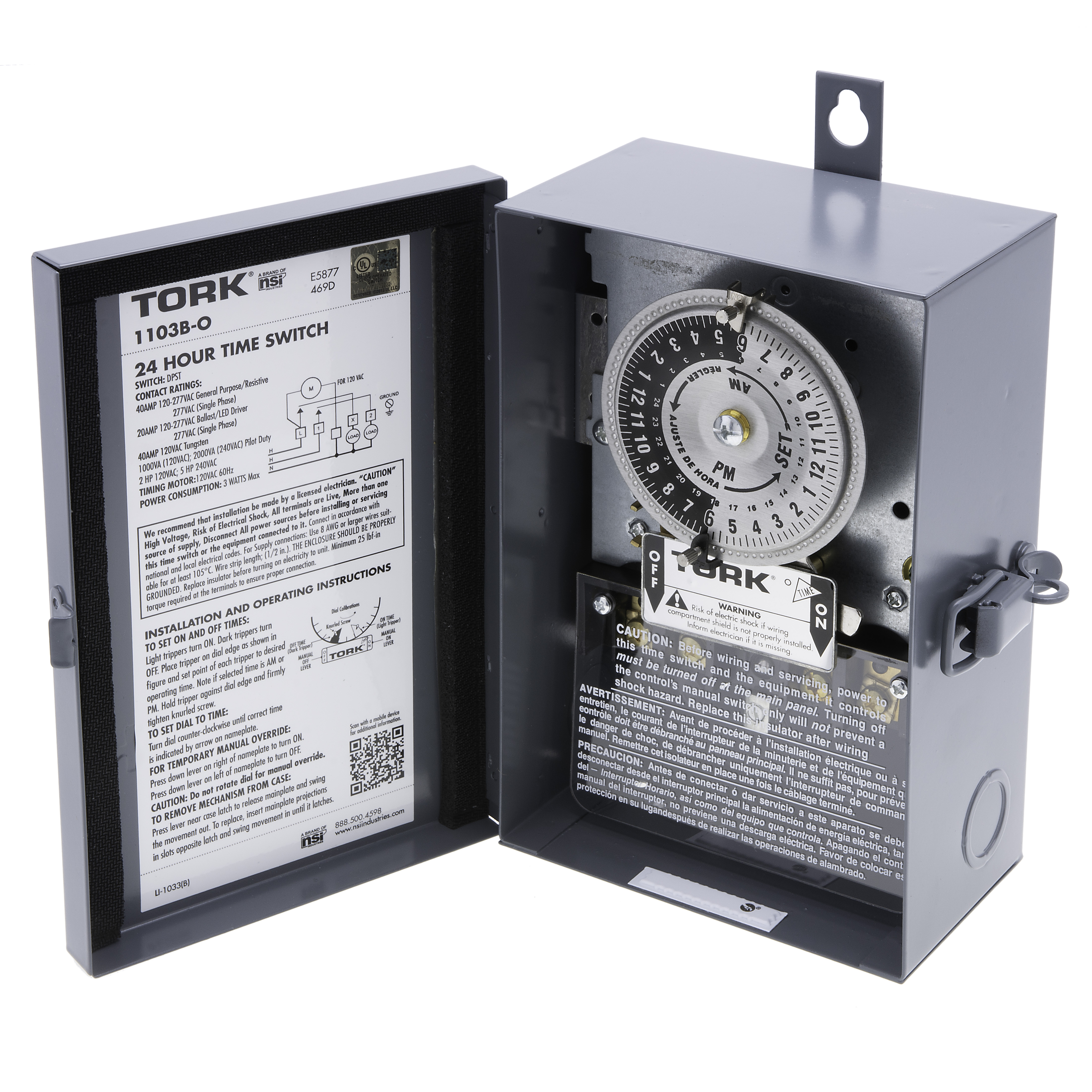 TORK 1103B-O 24 Hour Time Switch 40A 120V Dpst Indoor/Outdoor