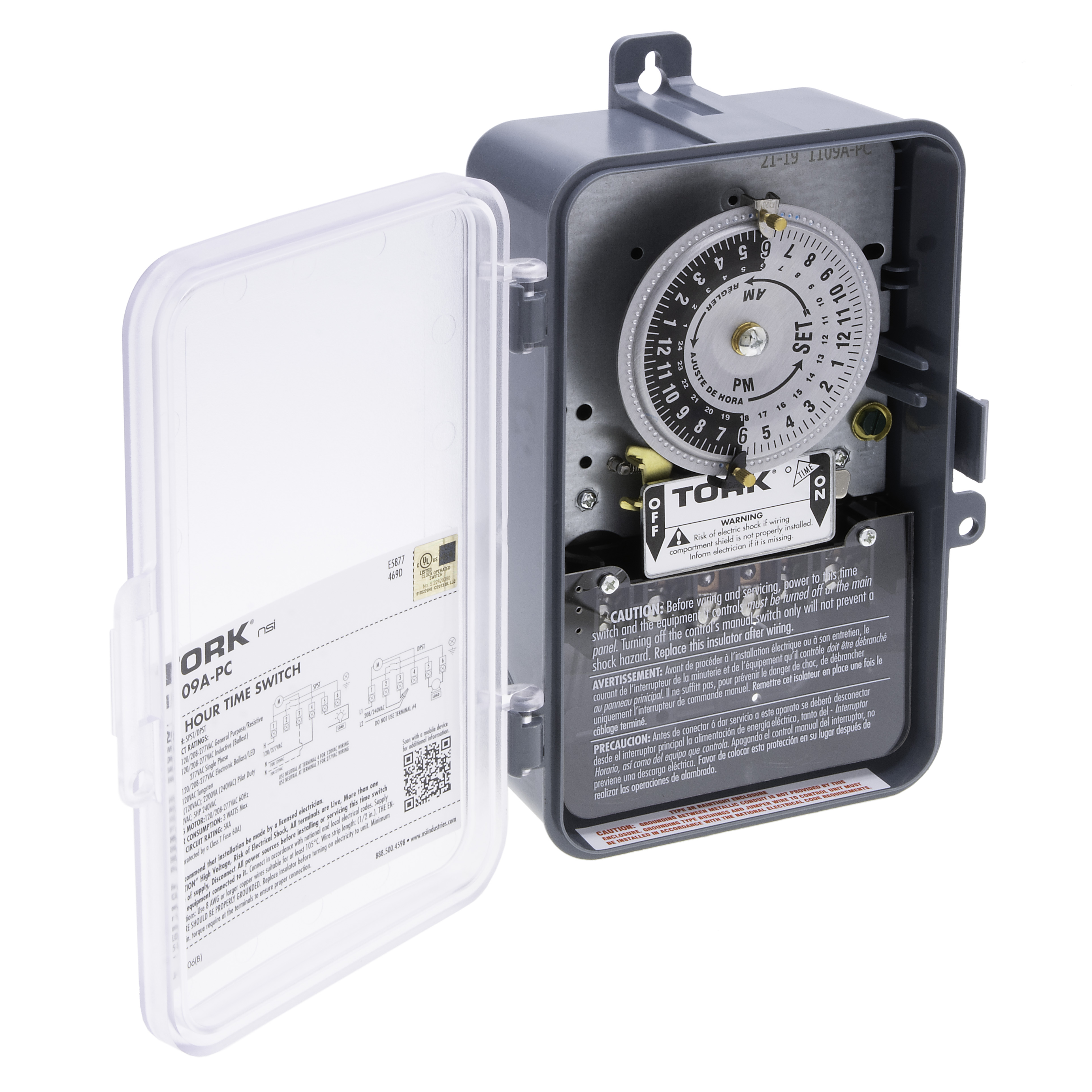 TORK 1109A-PC 24 Hour Time Switch 40A 120/208-277V Dpst Indoor