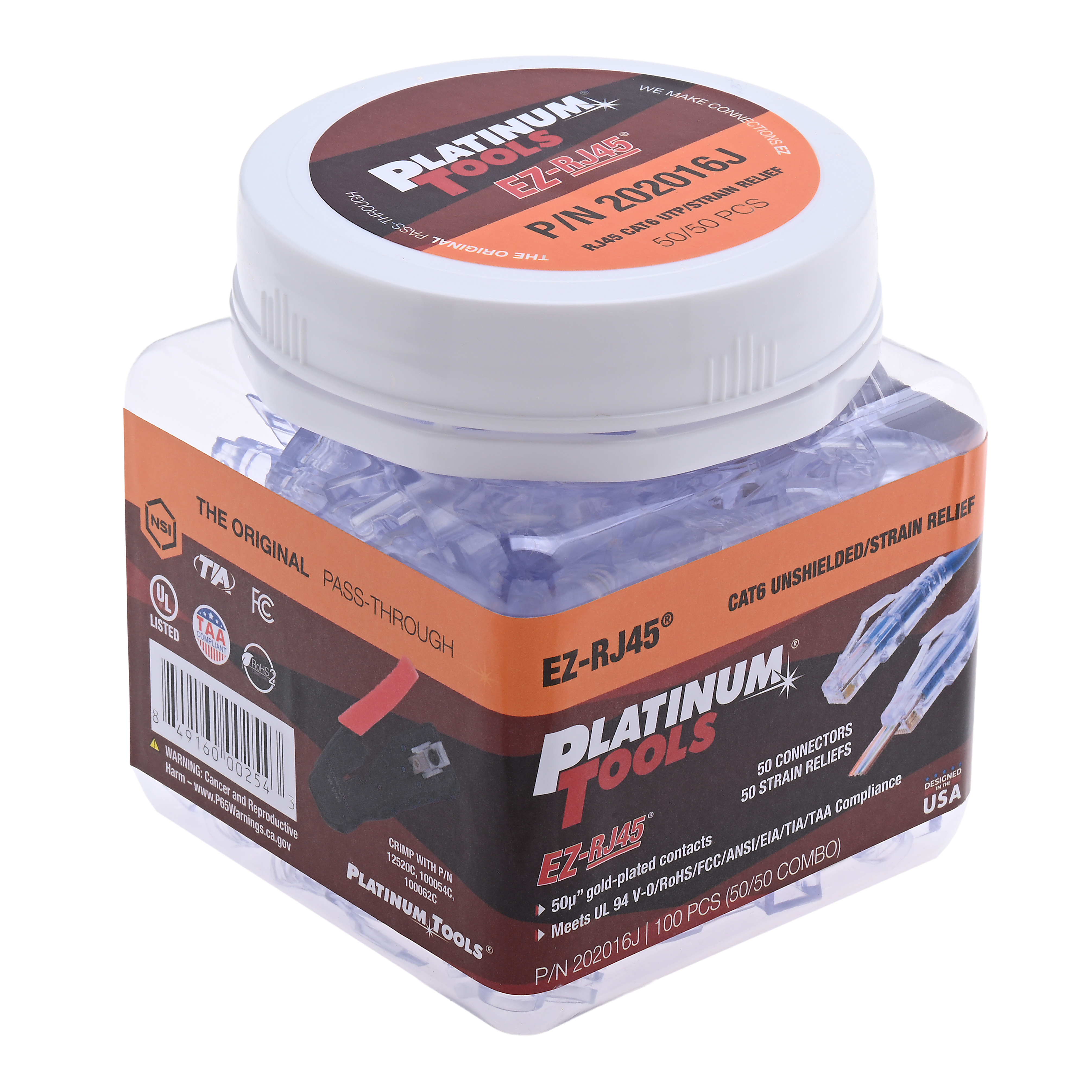 その他 esran Platinum Tools 202016J EZRJ45 Cat6 50/50 Combo 50/Jar - NSI Industries