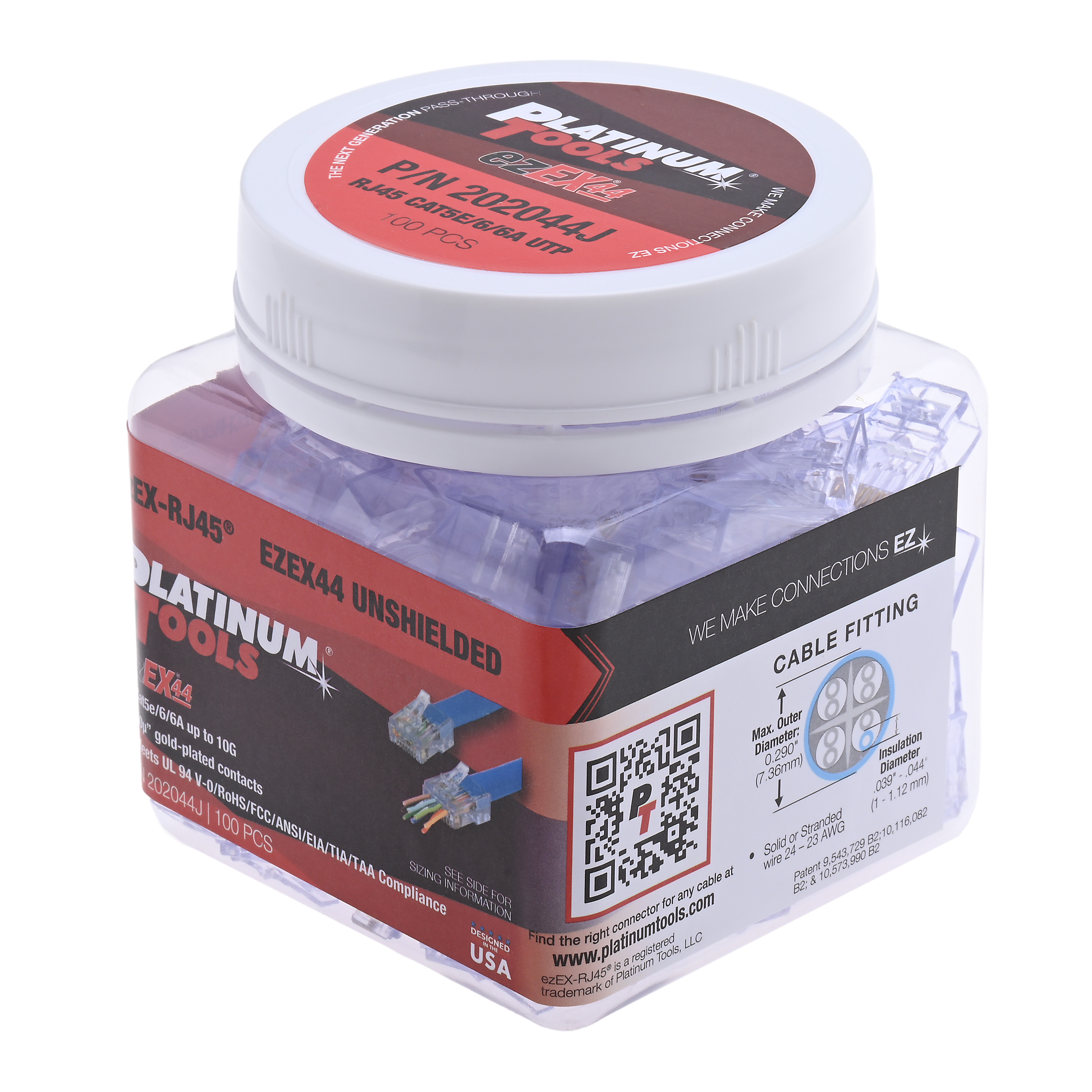 Platinum Tools 202044J EZEX44 Connector 100/Jar - NSI Industries