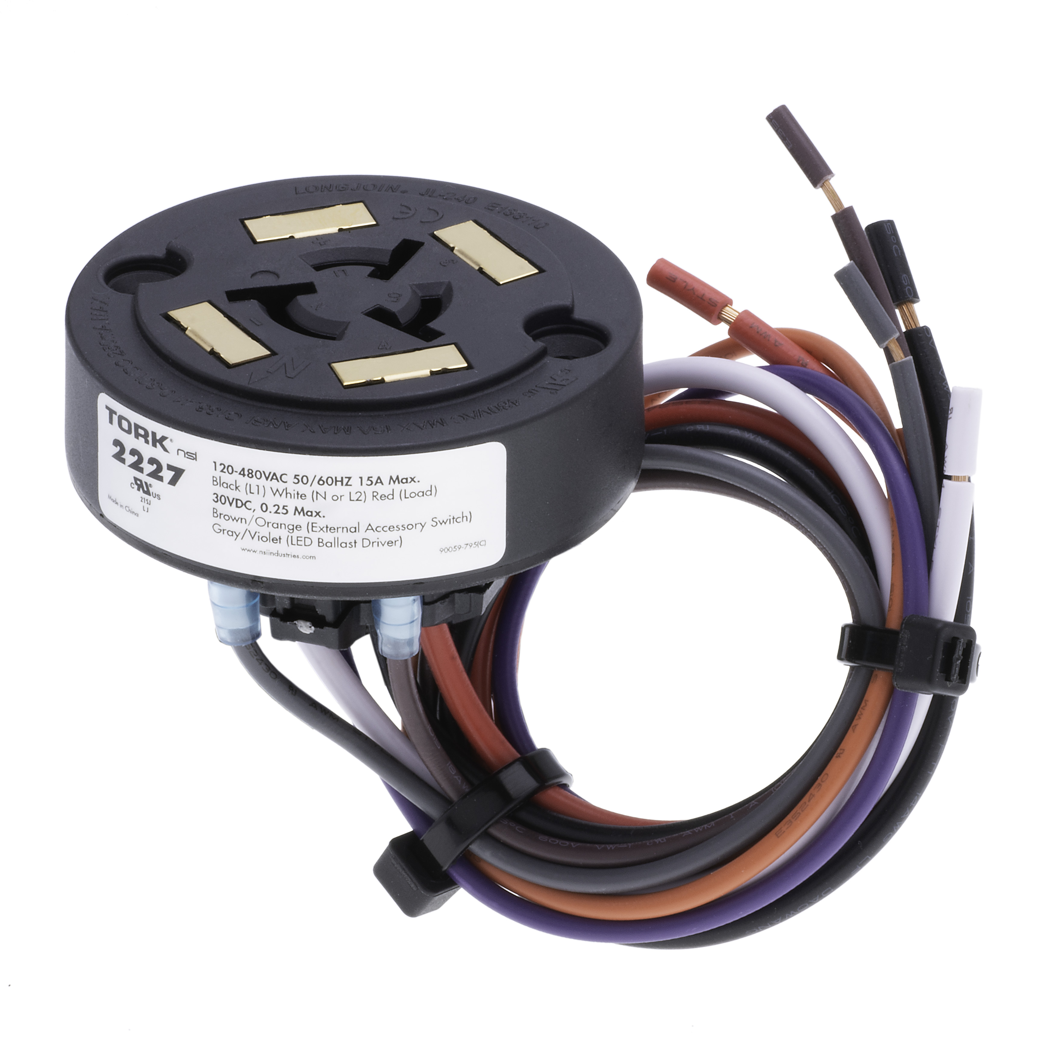 TORK 2227 7 Position Turnlock Receptacle With Gasket, 120-480V