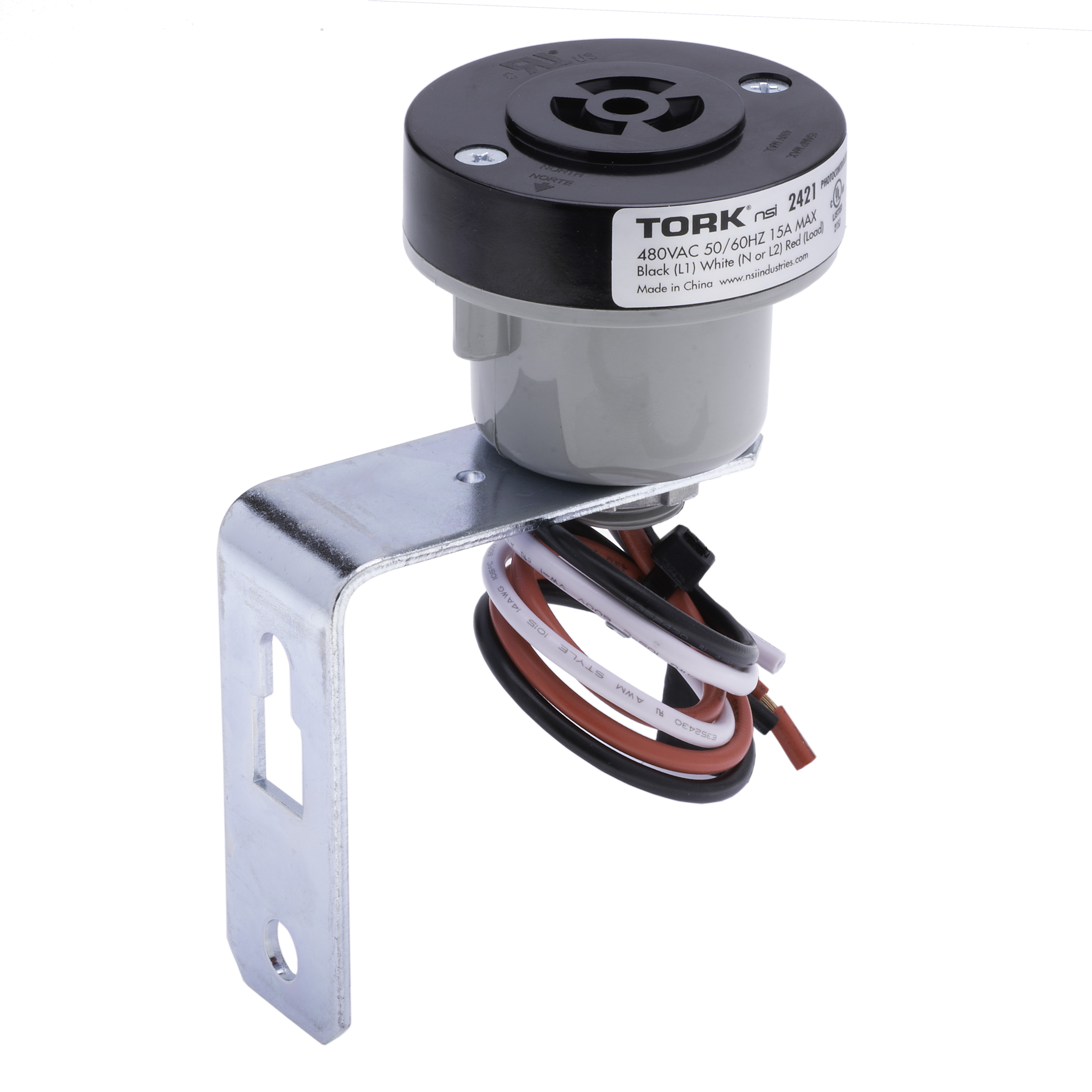 TORK 2421 Turnlock Receptacle Plastic Housing With Bracket, 120
