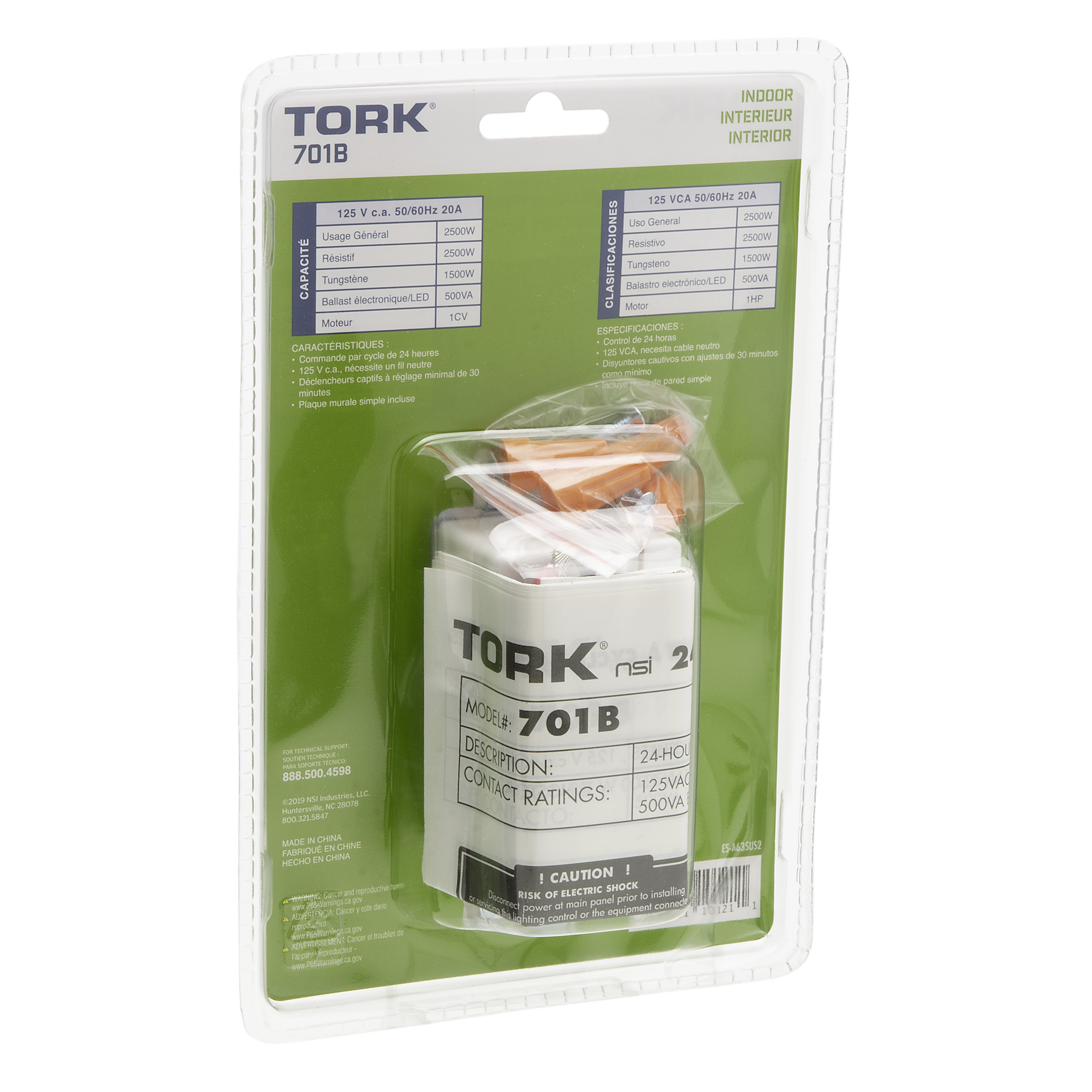 TORK 701B 24 Hour Wall Switch Timer Single Gang 20A 125V White 30