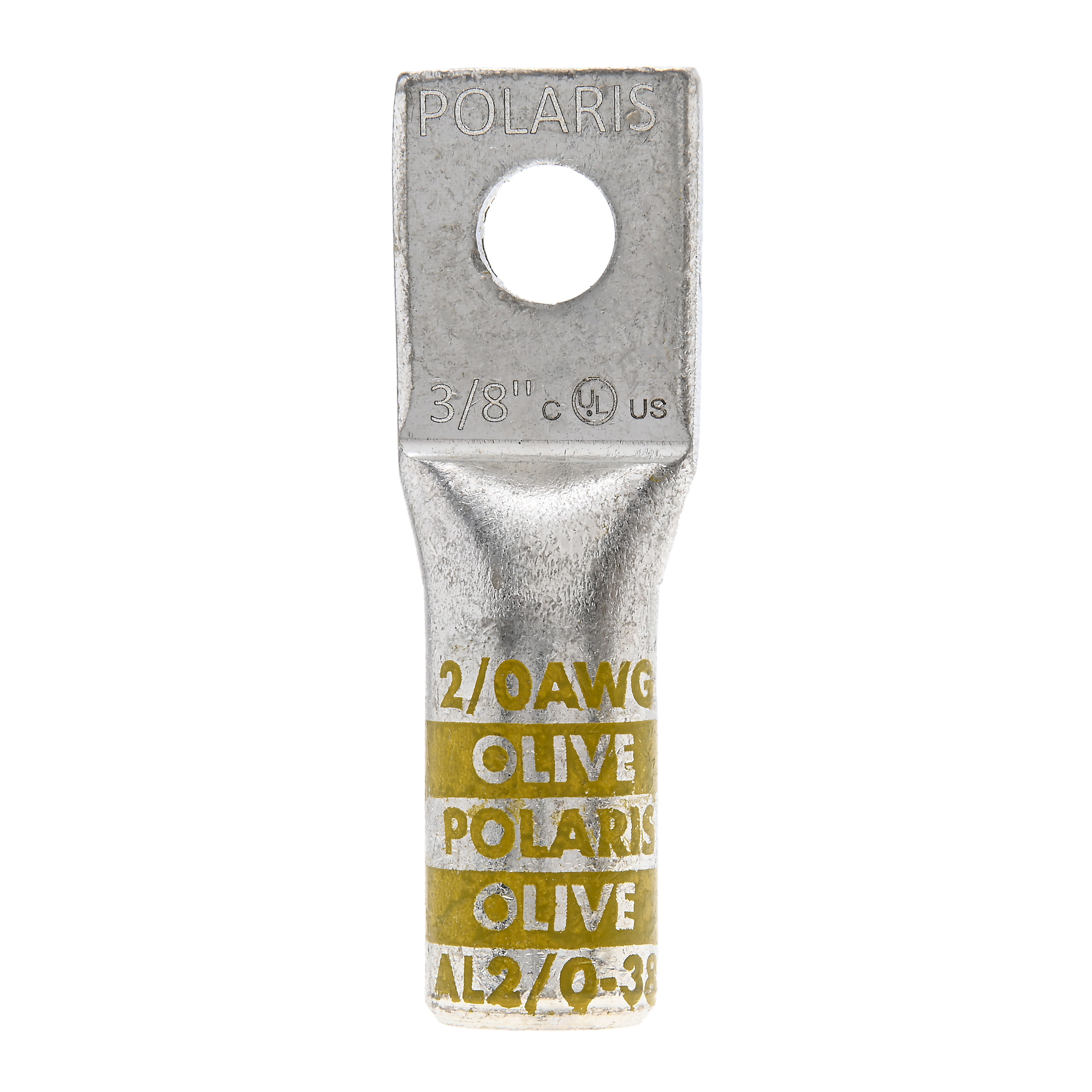 Polaris AL2/0-38 2/0 Awg Alum Compression Lug, 3/8