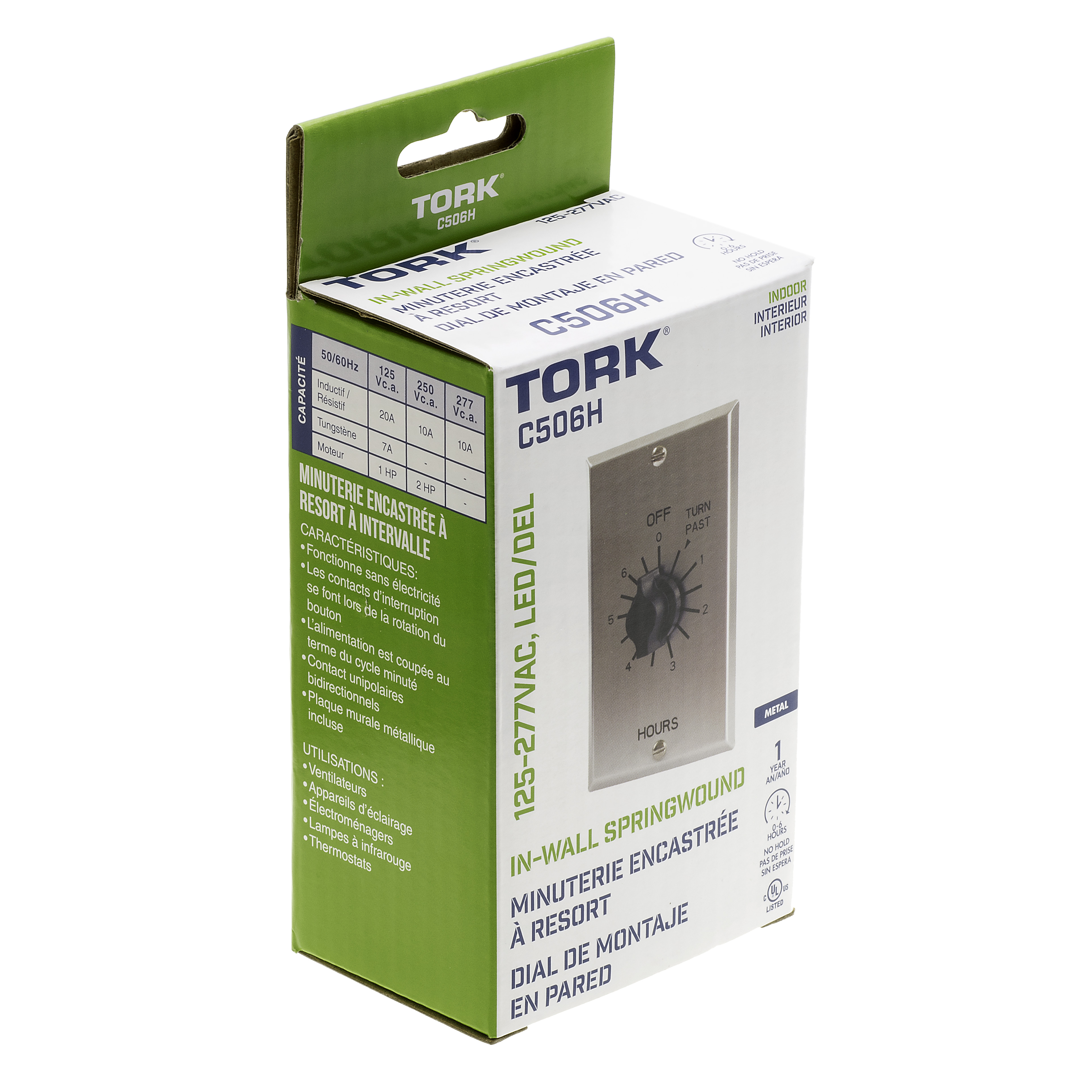 TORK C506H 6 Hour Spring Wound Twist Timer 125-277V Spdt Metal