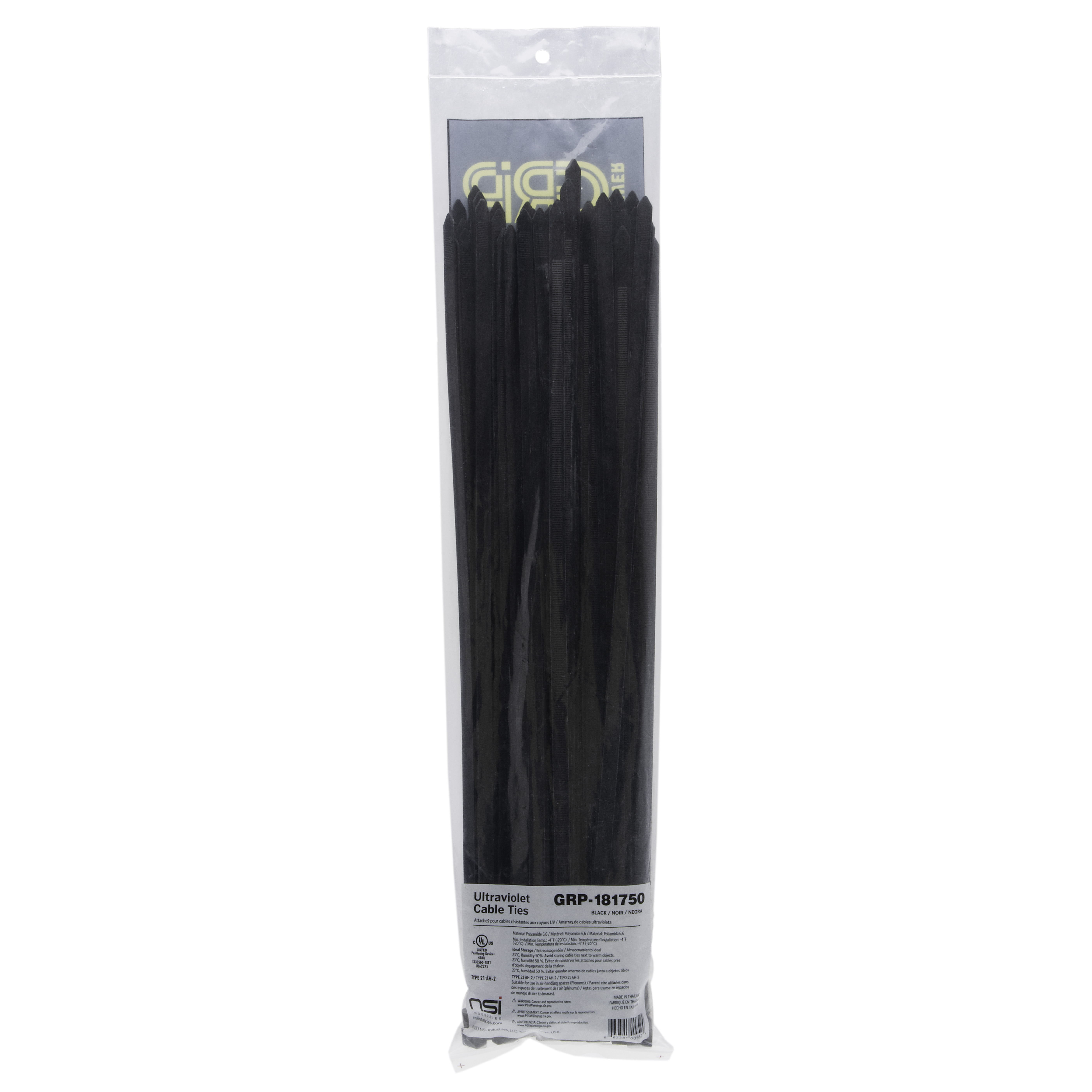 PowerGRP GRP-181750 Cable Tie 18 IN 175Lb Blk (50Pk) - NSI Industries