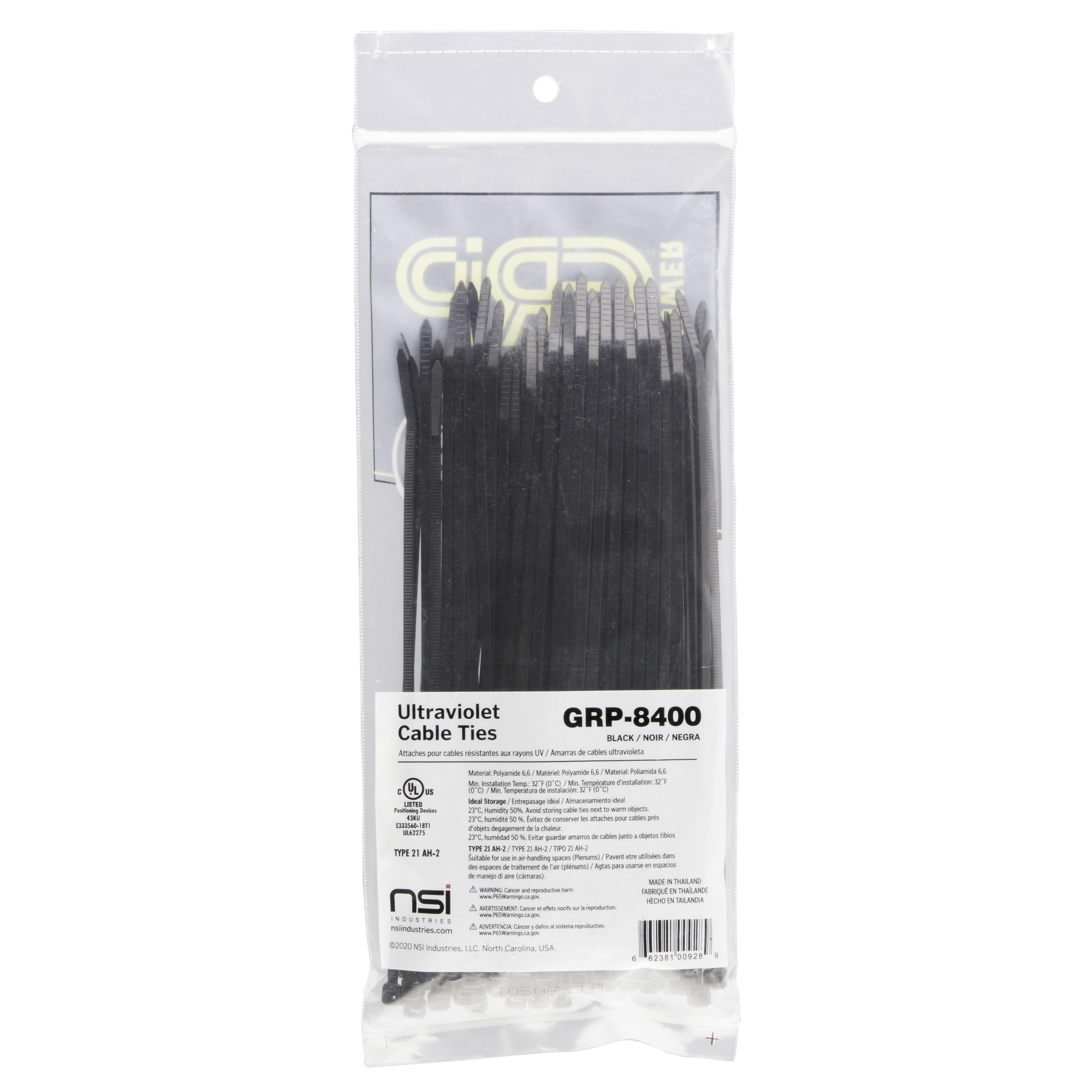 PowerGRP GRP-8400 Cable Tie 8 IN 40Lb Blk (100Pk) - NSI Industries