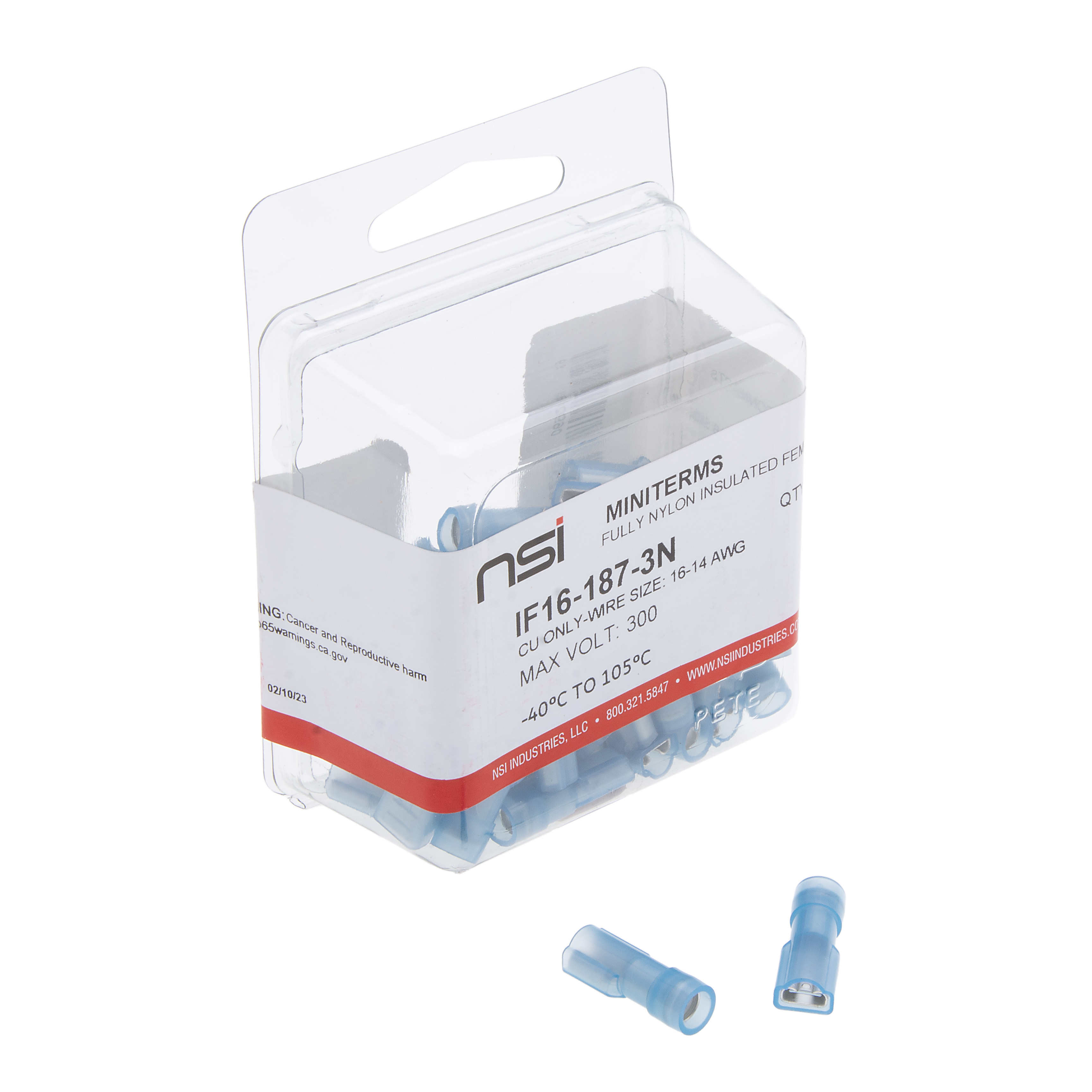 net20180116 NSI IF16-187-3N 16-14 Awg Fully Insulated Fem, Nylon, 50 Per Pack