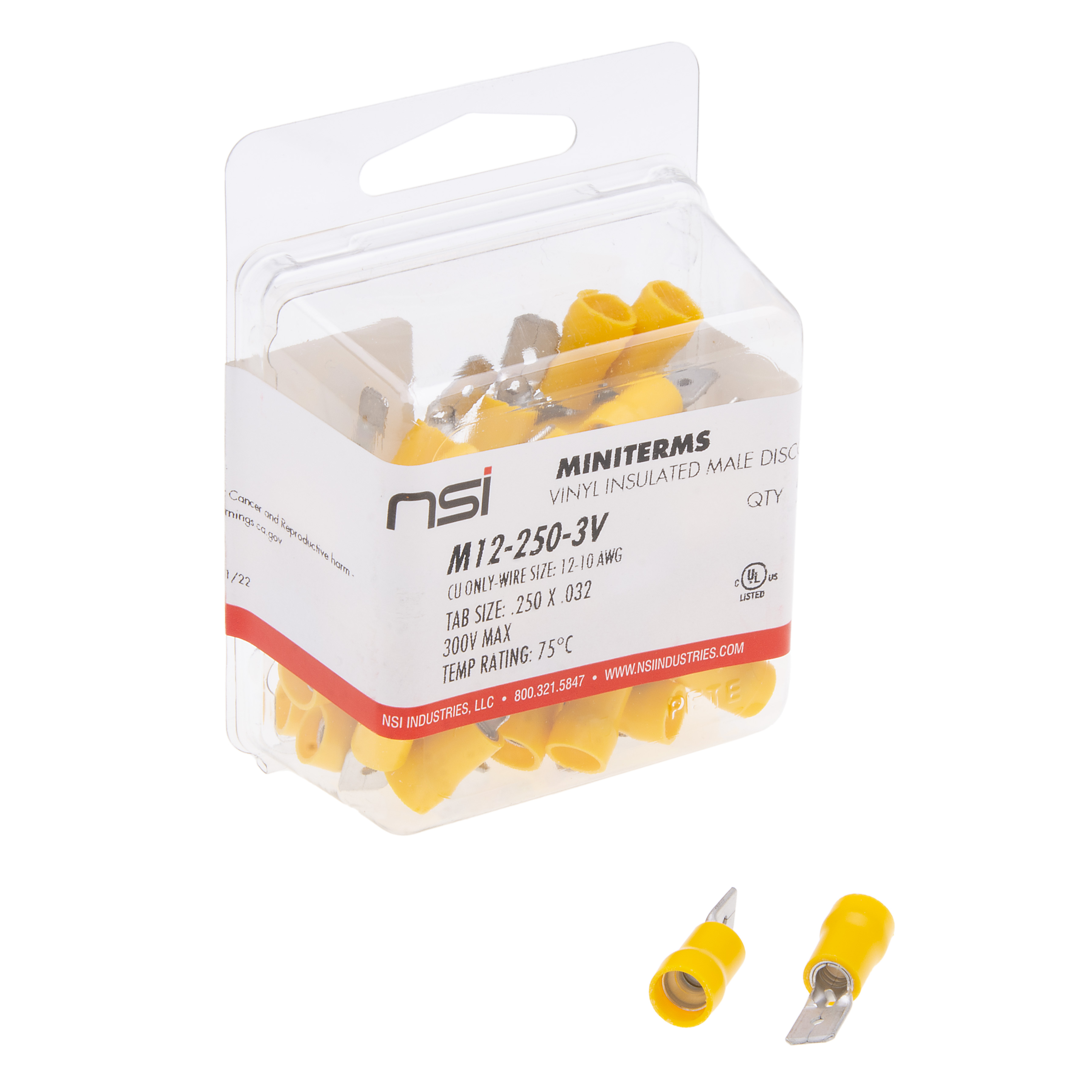 NSI M12-250-3V 12-10 Awg Male Disconnect, 50 Per Pack - NSI Industries