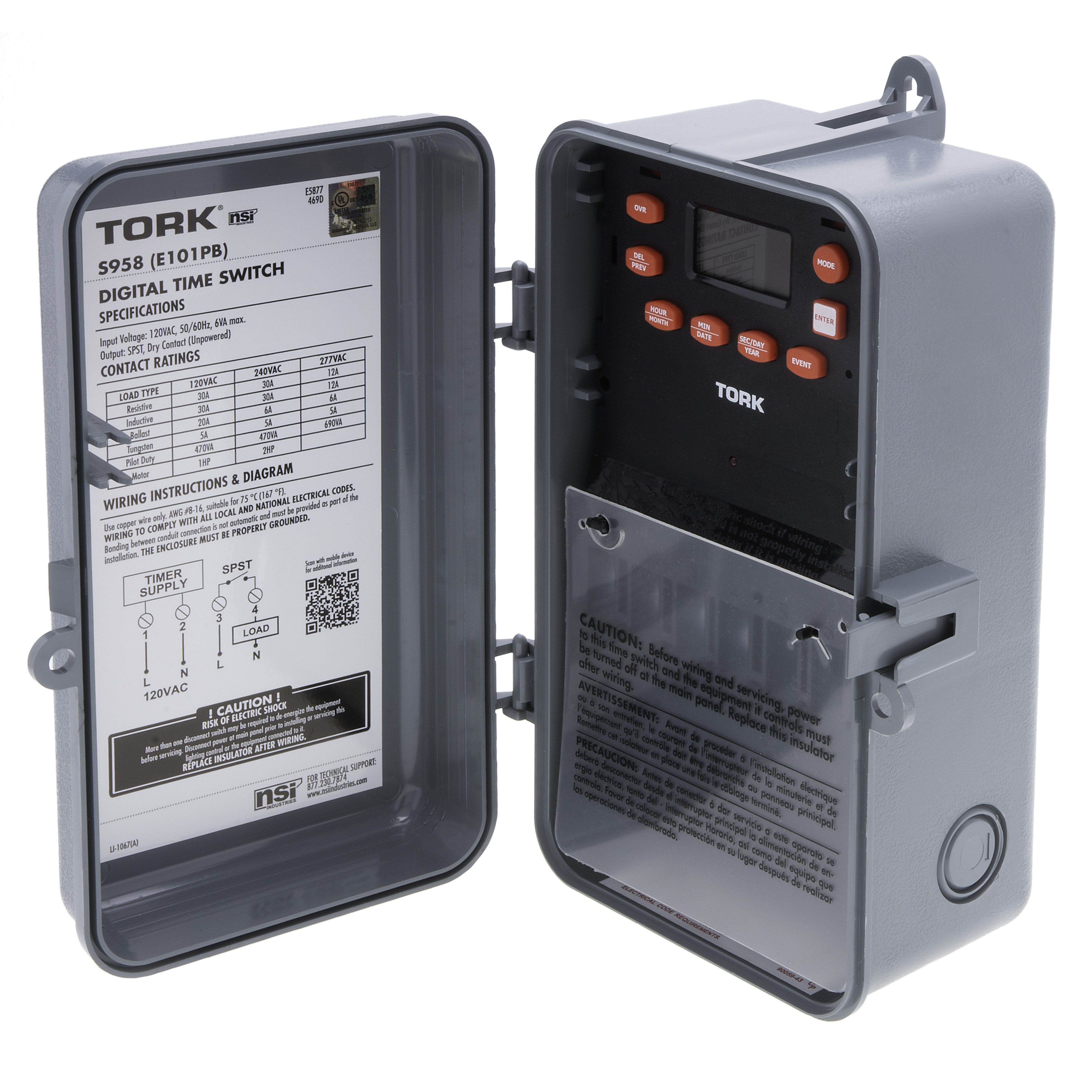 ＊＊＊t.t.t.＊＊＊ TORK S958 24 Hour Digital 40A 120V Spst Duty Cyc/Signal - NSI