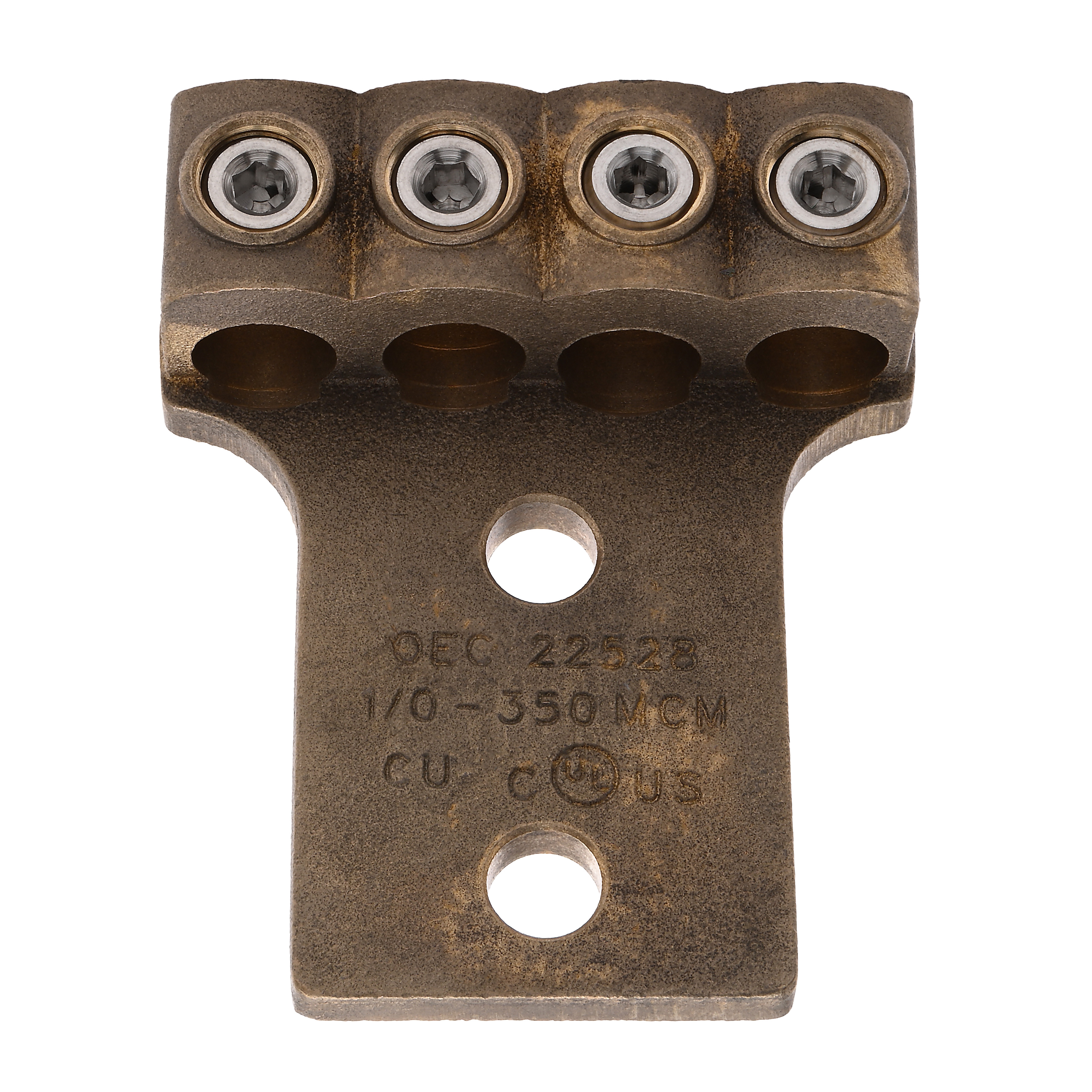 Polaris TL250-4L2 Terminal Lug 250-1/0 Bronze 4 Pt 2 Mtg - NSI
