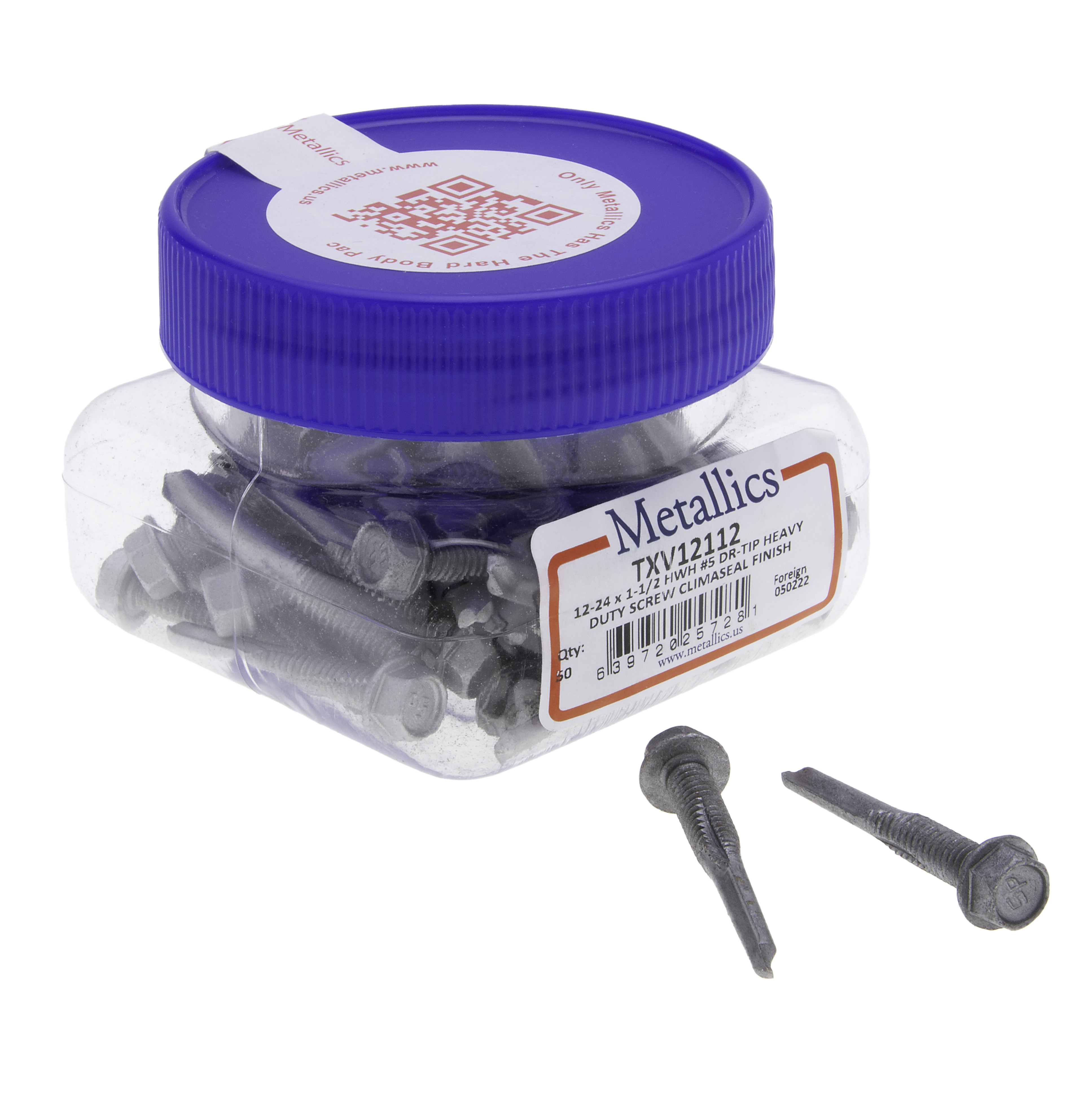 Metallics TXV12112 Screws 12-24 X 1-1/2 HvD Hwh D-P St-zn (Jar 50 Metallics TXV12112 Screws 12-24 X 1-1/2 HvD Hwh D-P St-zn (Jar 50