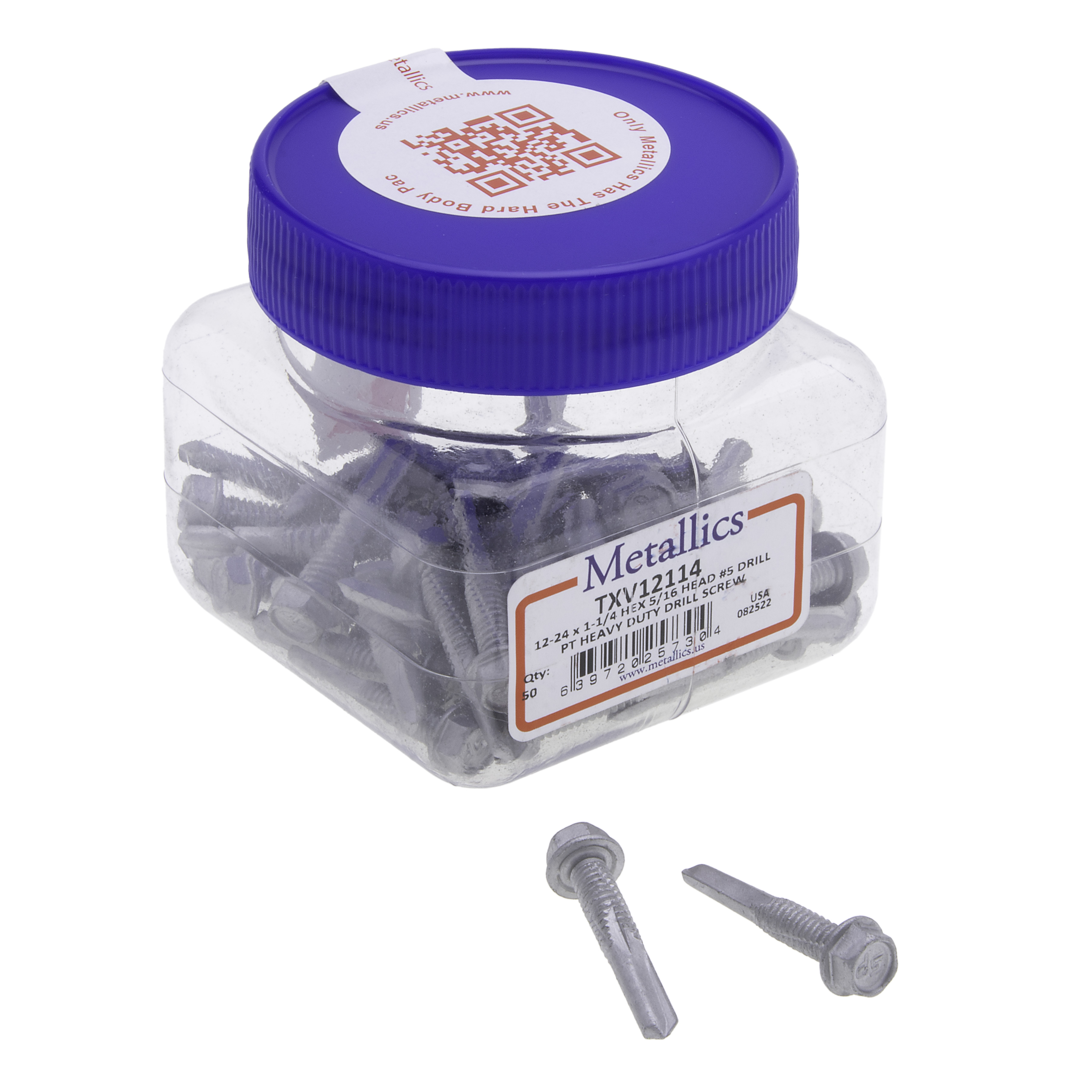Metallics TXV12114 Screws 12-24 X 1-1/4 HvD Hwh D-P St-zn (Jar 50