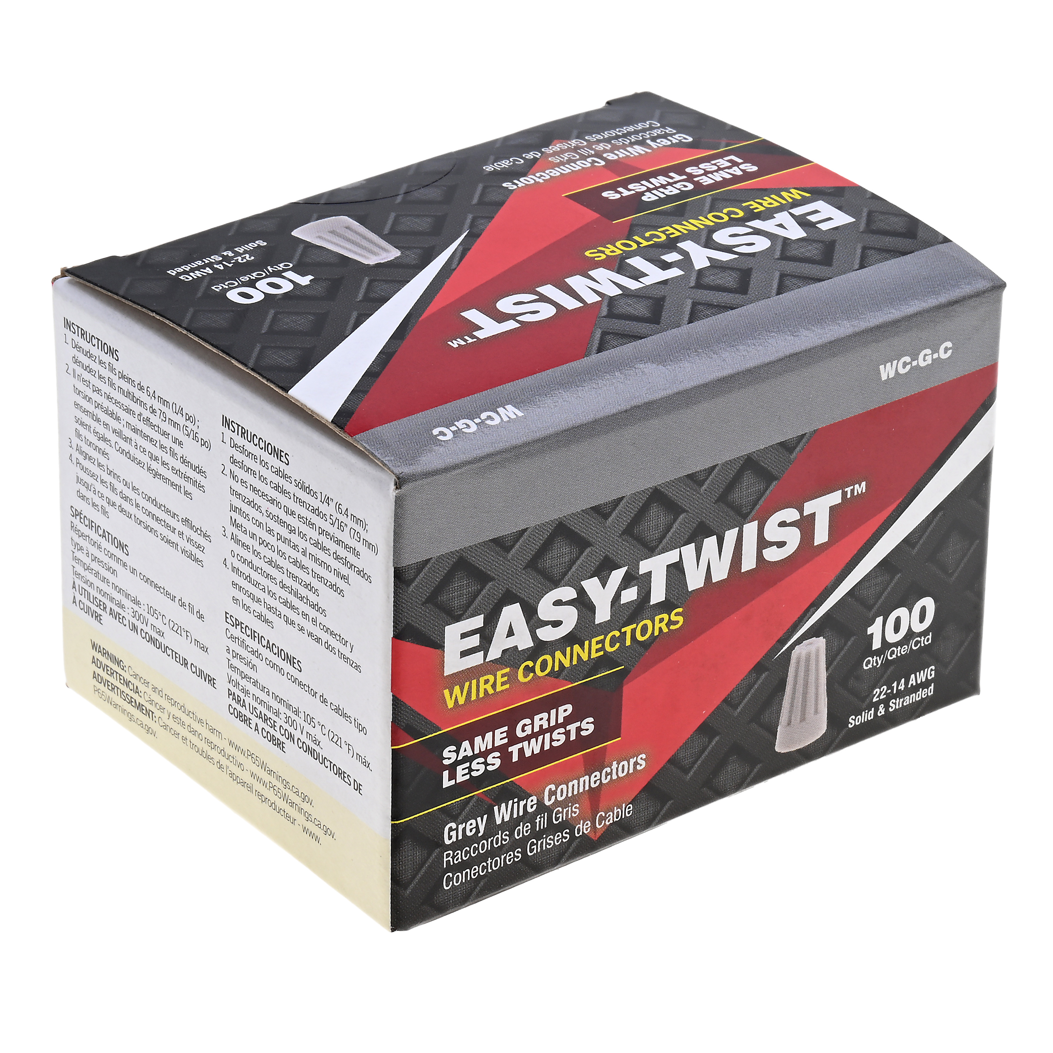 Easy-Twist WC-G-C Standard Grey Easy Twist, 22-14 Awg - Carton Of