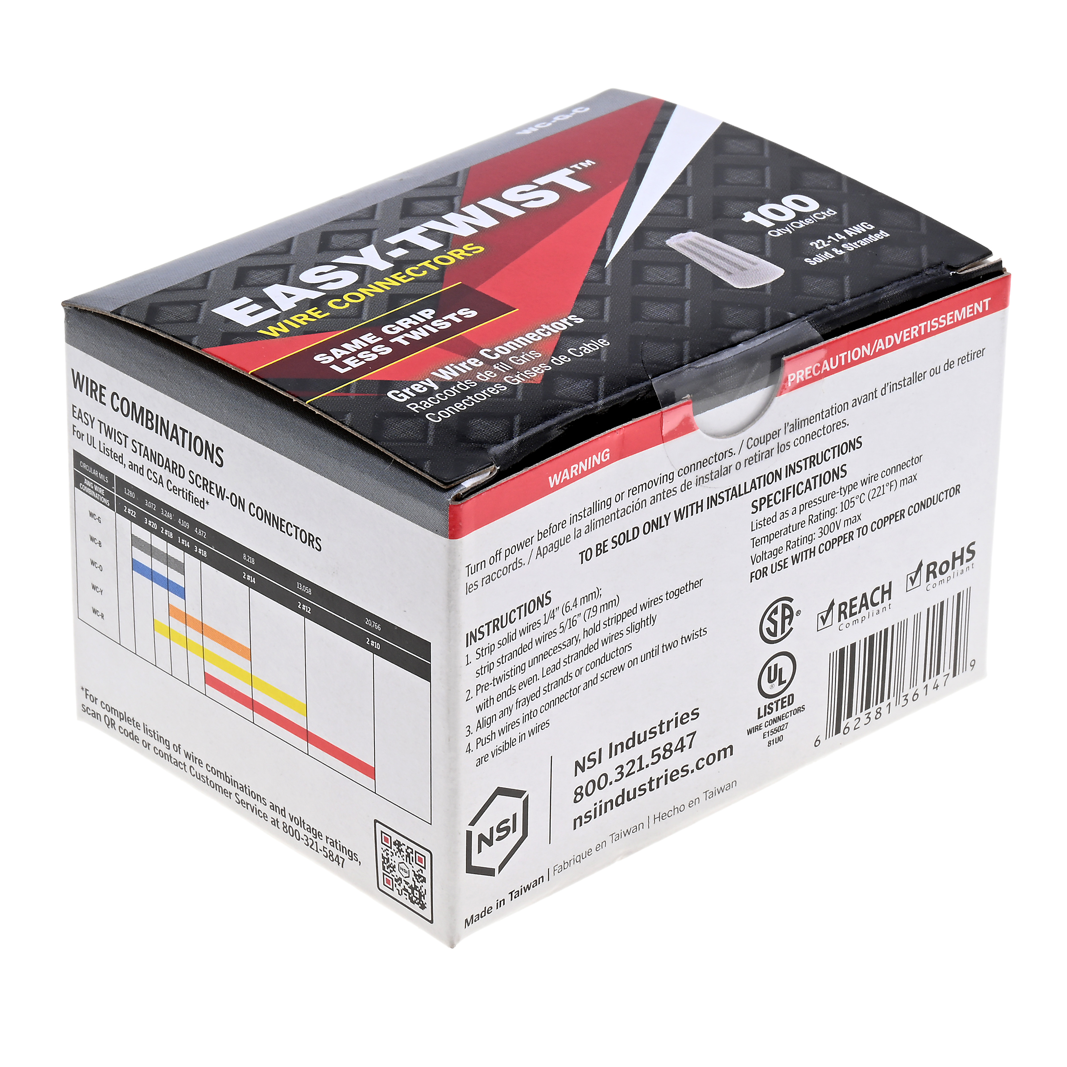 Easy-Twist WC-G-C Standard Grey Easy Twist, 22-14 Awg - Carton Of