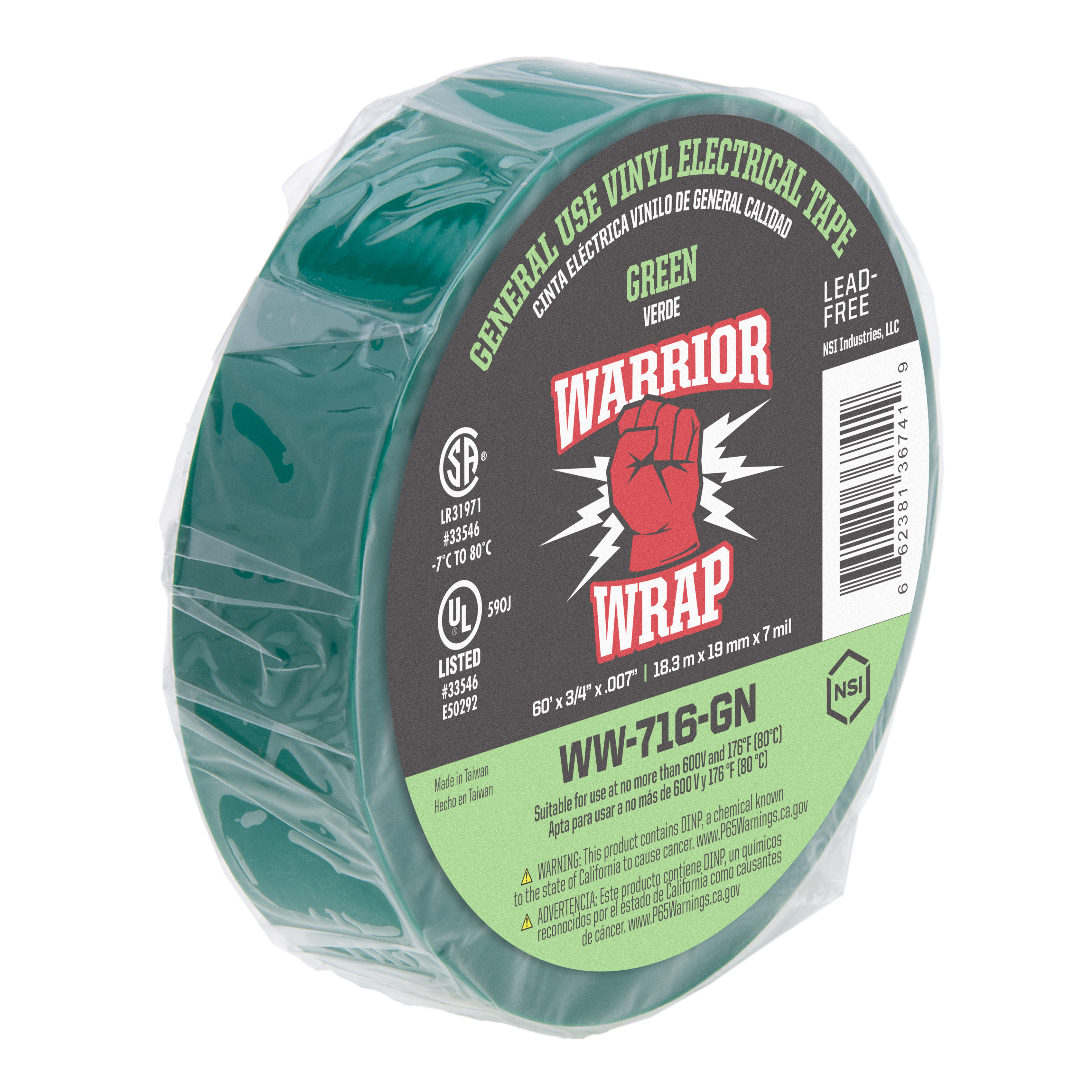 WarriorWrap WW-716-GN Warrior Wrap General Use Vinyl Electrical