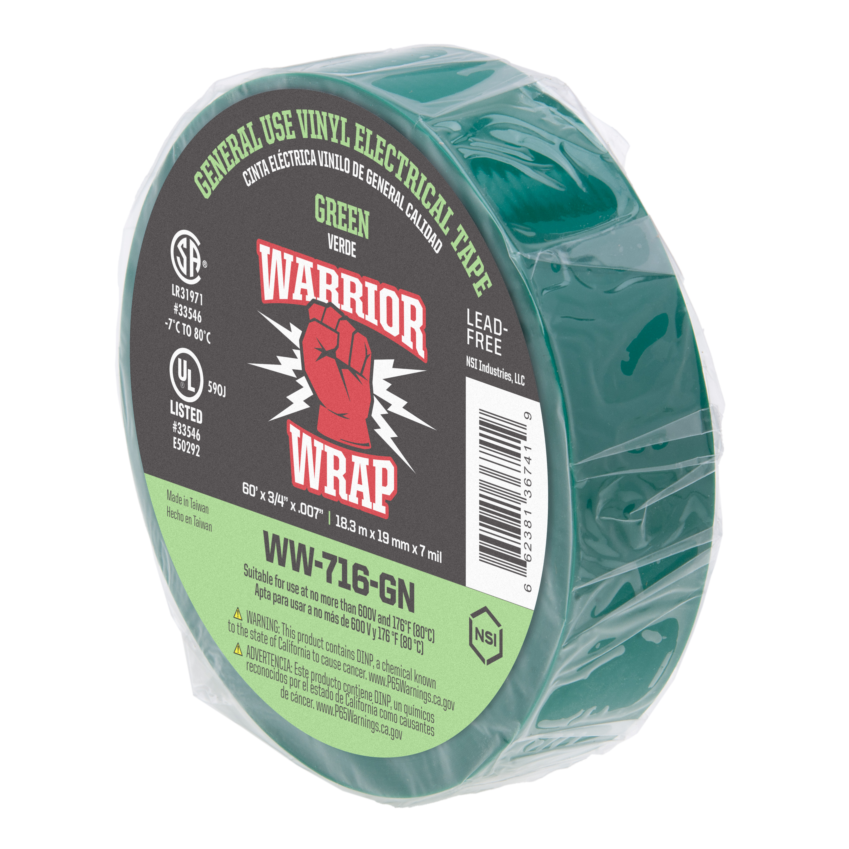 WarriorWrap WW-716-GN Warrior Wrap General Use Vinyl Electrical