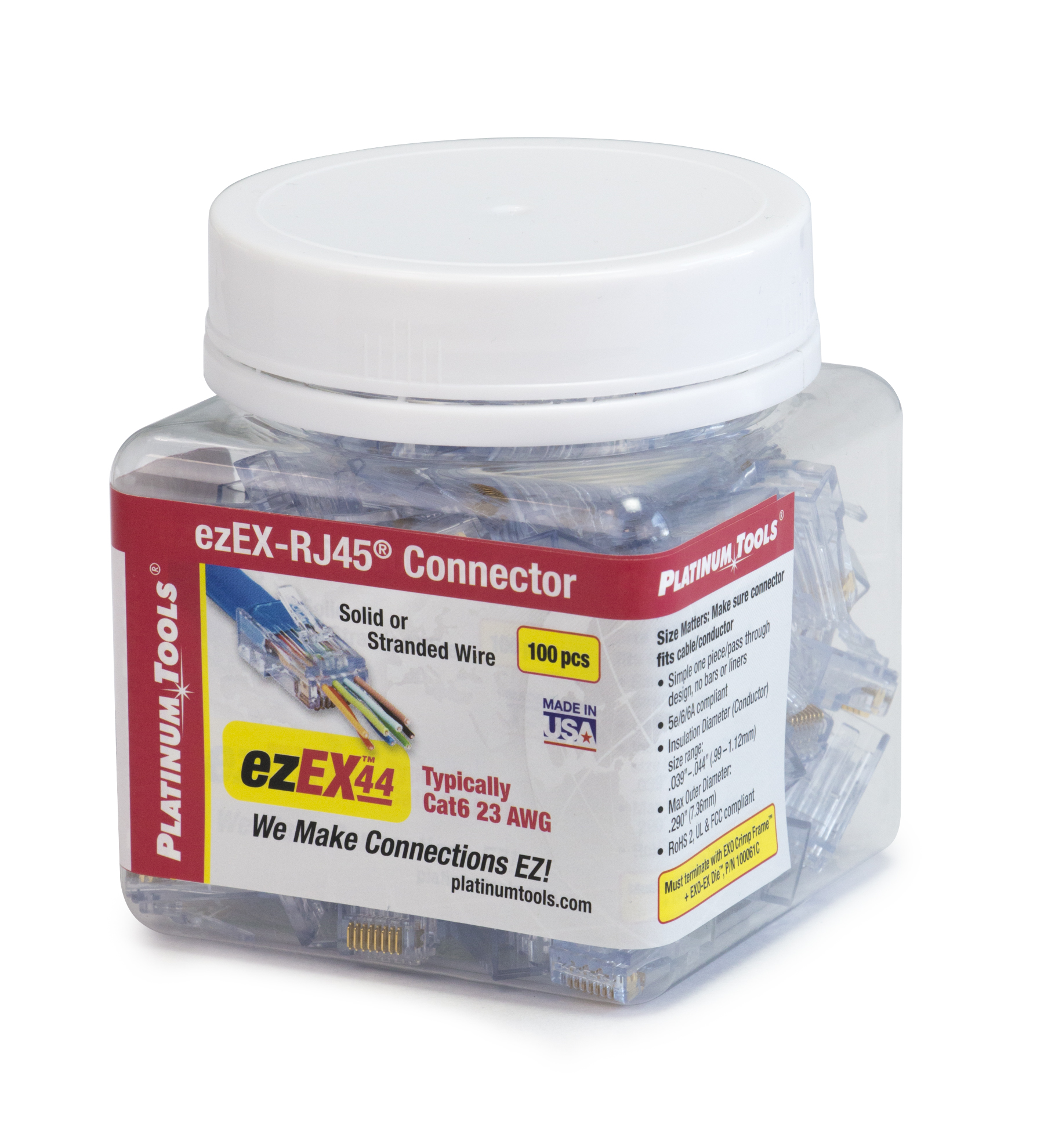 Platinum Tools 202044J EZEX44 Connector 100/Jar - NSI Industries